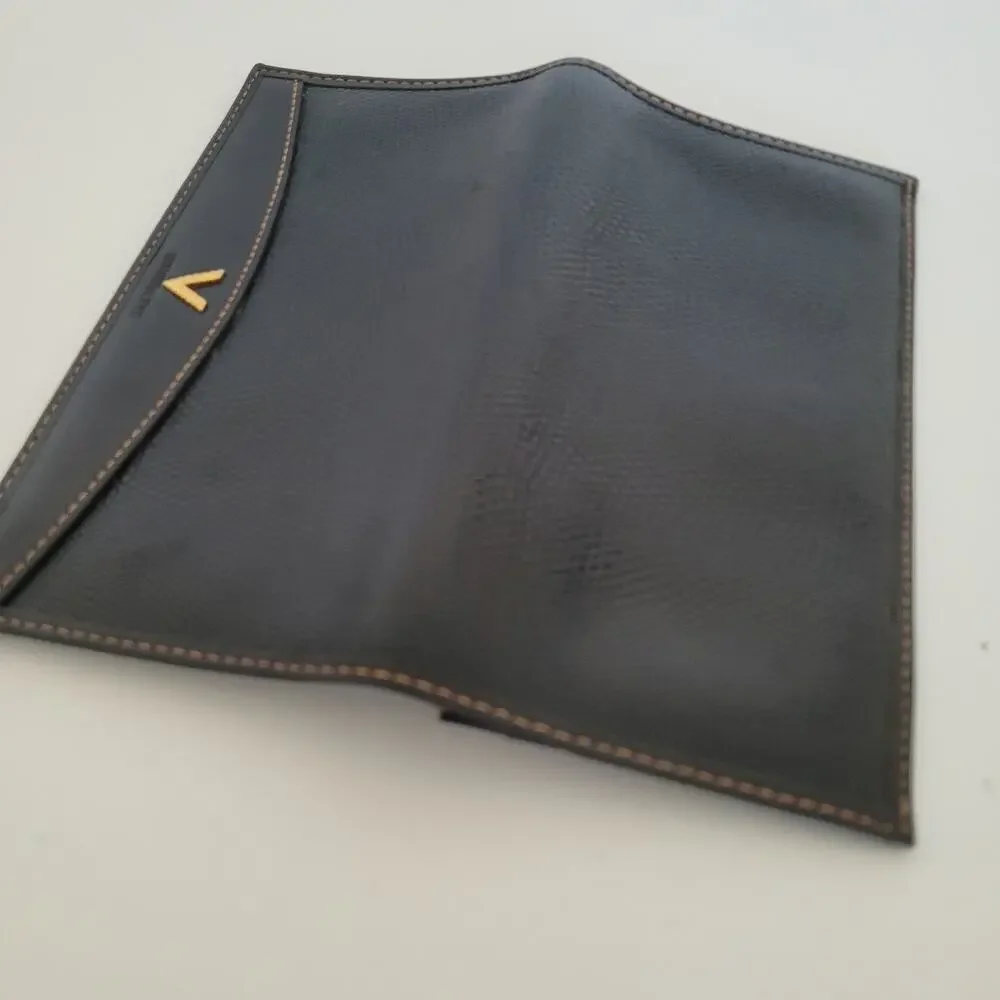 Giorgio Valenti Card Slim Bill Holder Wallet Navy Bifold Leather Snake Vintage‎